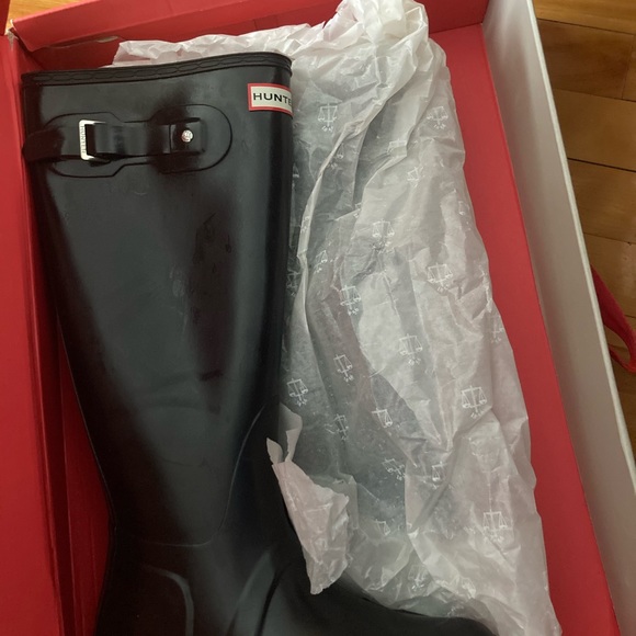 HUNTER Women's Original Tall Gloss Rain Boots - BLACK SIZE 9 - Picture 4 of 6